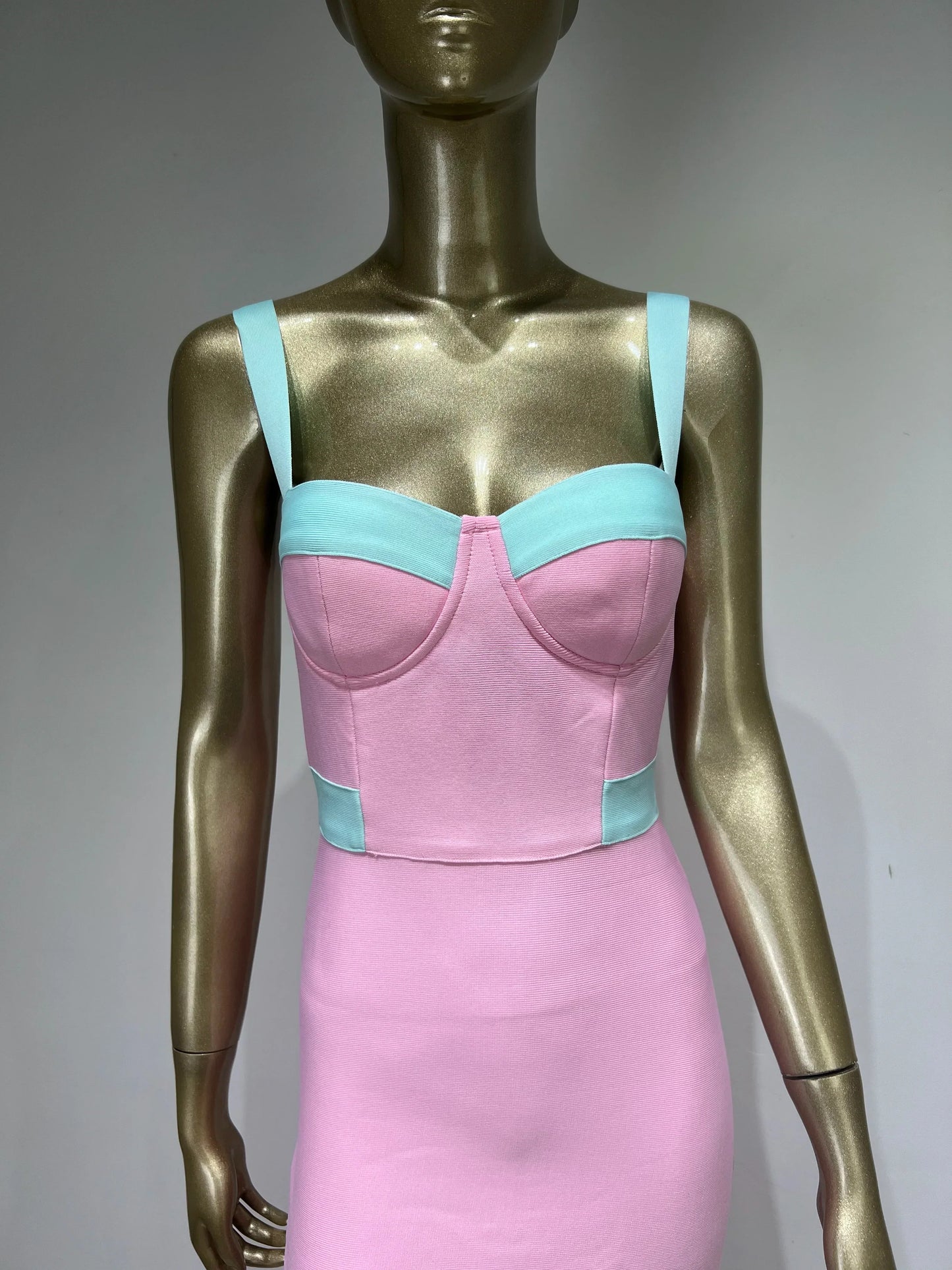 Dam Maxiklänning V-hals Patchwork Nylon Spandex 6