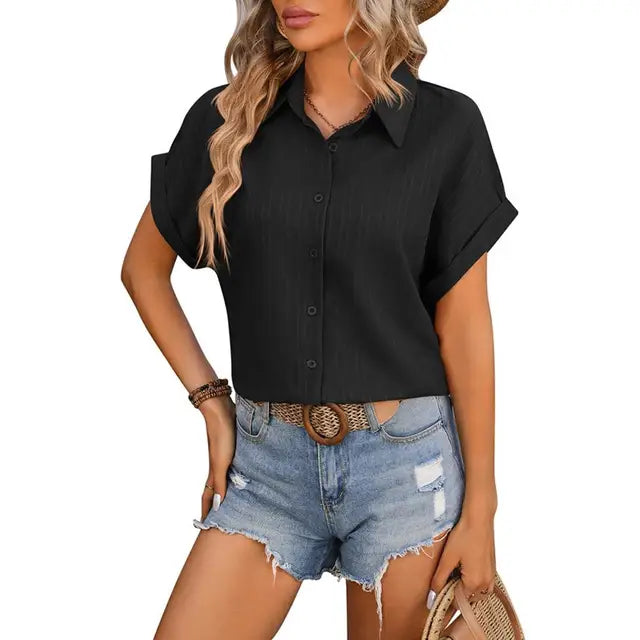 Dam Kort Topp Trendig Festtoppar Polyester-2