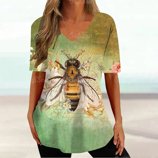 Dam Blus Vintageinspirerad Elegant Linne-3