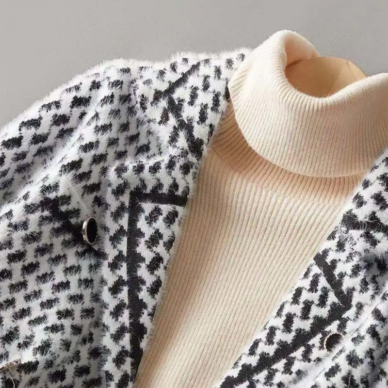 Dam Blazer Avslappnad Stil Ullblandning med Tidlös Krage-4