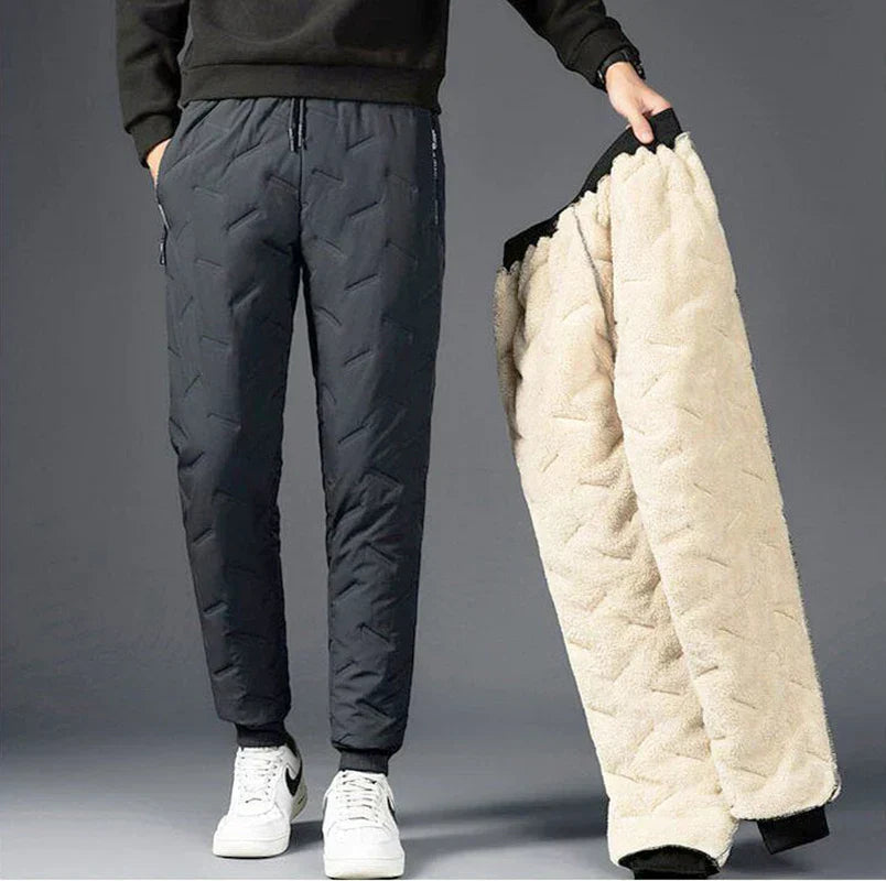 Vinter Herrbyxor Fleecefodrade Vindtäta i Avslappnad Passform – 100% Polyester 5