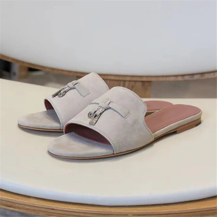Dam Flat Mules Minimalistisk Syntetiskt Läder 2