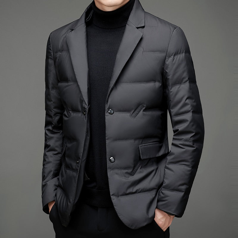 Herr Blazer Vadderad Trendig Polyester-1