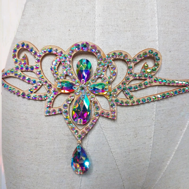 Dam Höftkedja Metall Glänsande Strass-4