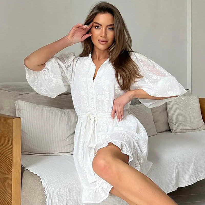 Kvinnors Miniklänning A-linje Utsvängda Ärmar Polyester 1