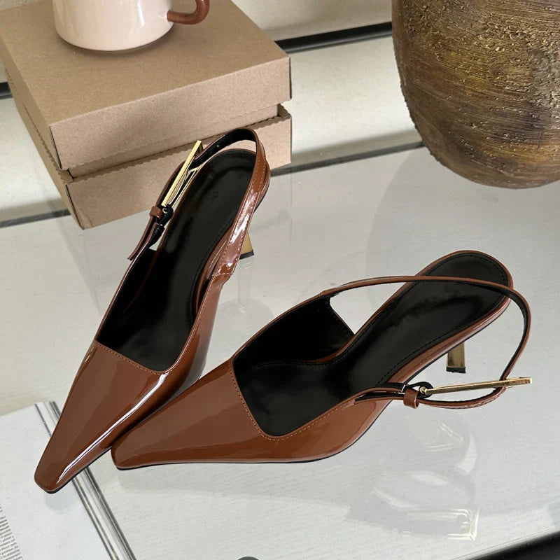 Variant image for Dam Slingbacks Avsmalnande Tå Färgläder Plattformshöjd 0-3 cm-22