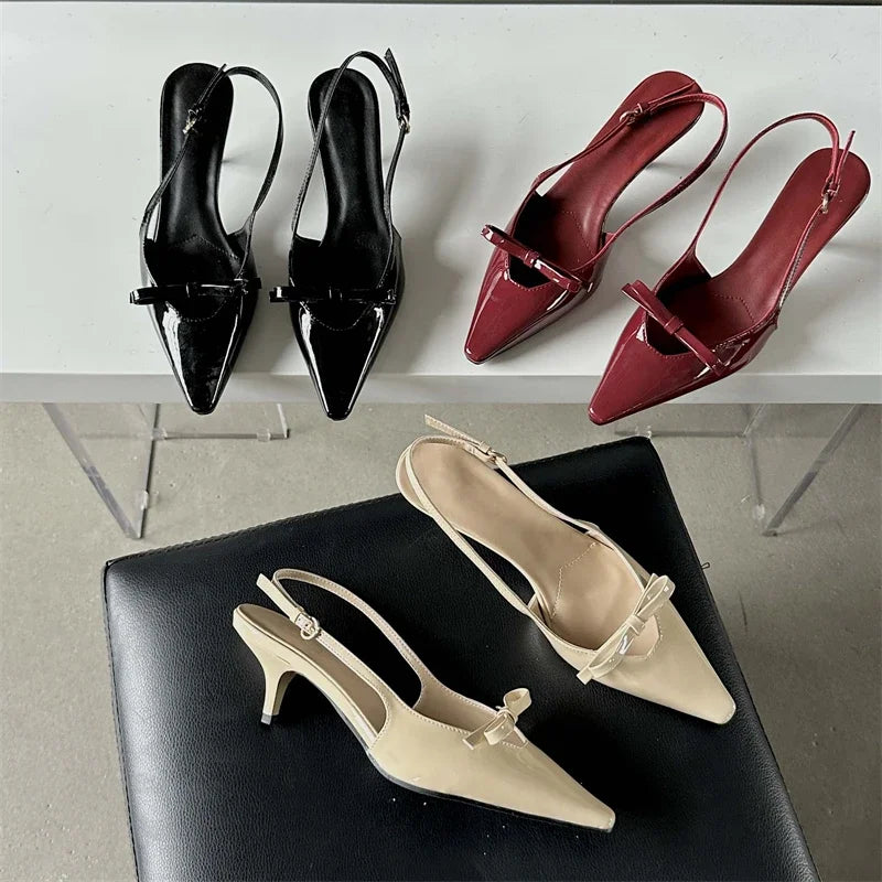 Dam Slingback Skor Plattform Läder Elegant Stil-4