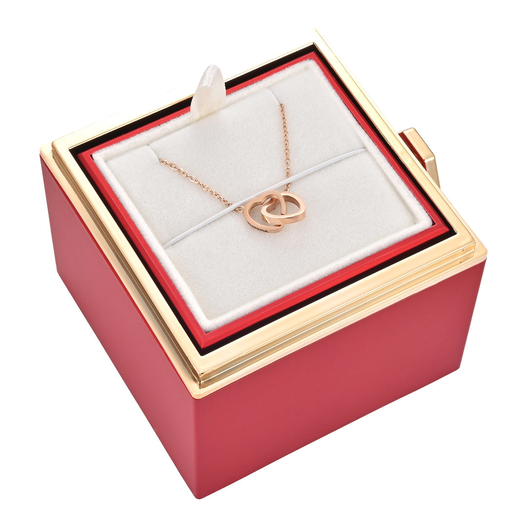 Rosbox med Dold Halsband 18 Karat Guldpläterat Stål-5