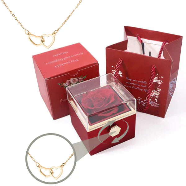 Rosbox med Dold Halsband 18 Karat Guldpläterat Stål-4