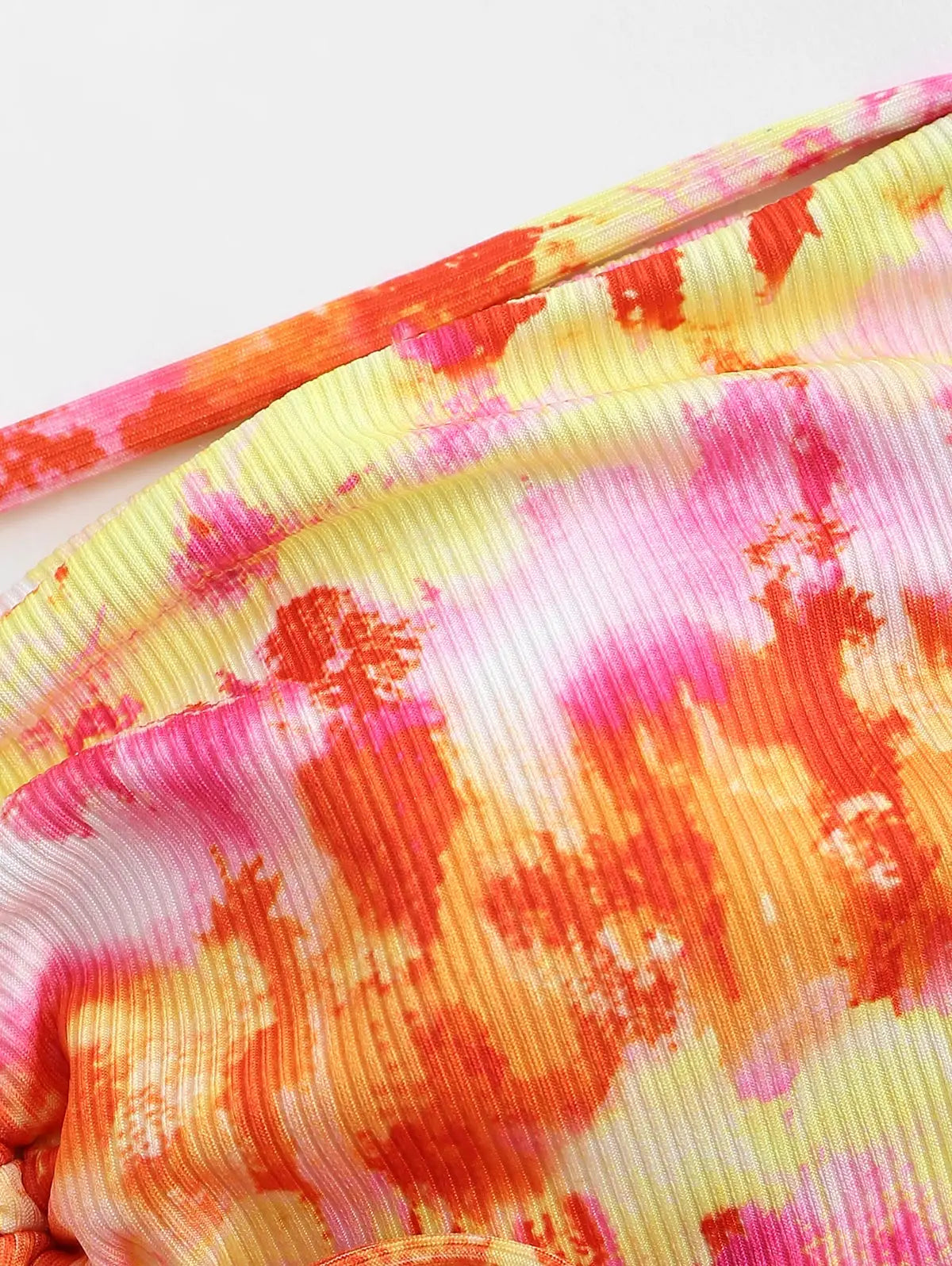 Dam Bandeau Top Ribbad Tie Dye Bomull Elastan-4