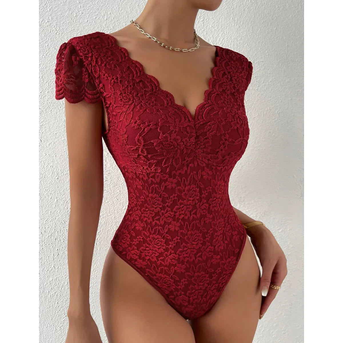 Variant image for Dam Bodysuit V-hals Slim Fit Polyester Spandex-1
