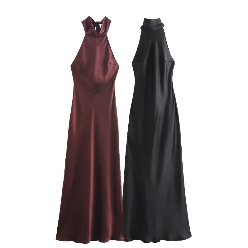 Dam Maxiklänning Elegant Polyester Golvlång Slangklänning-5