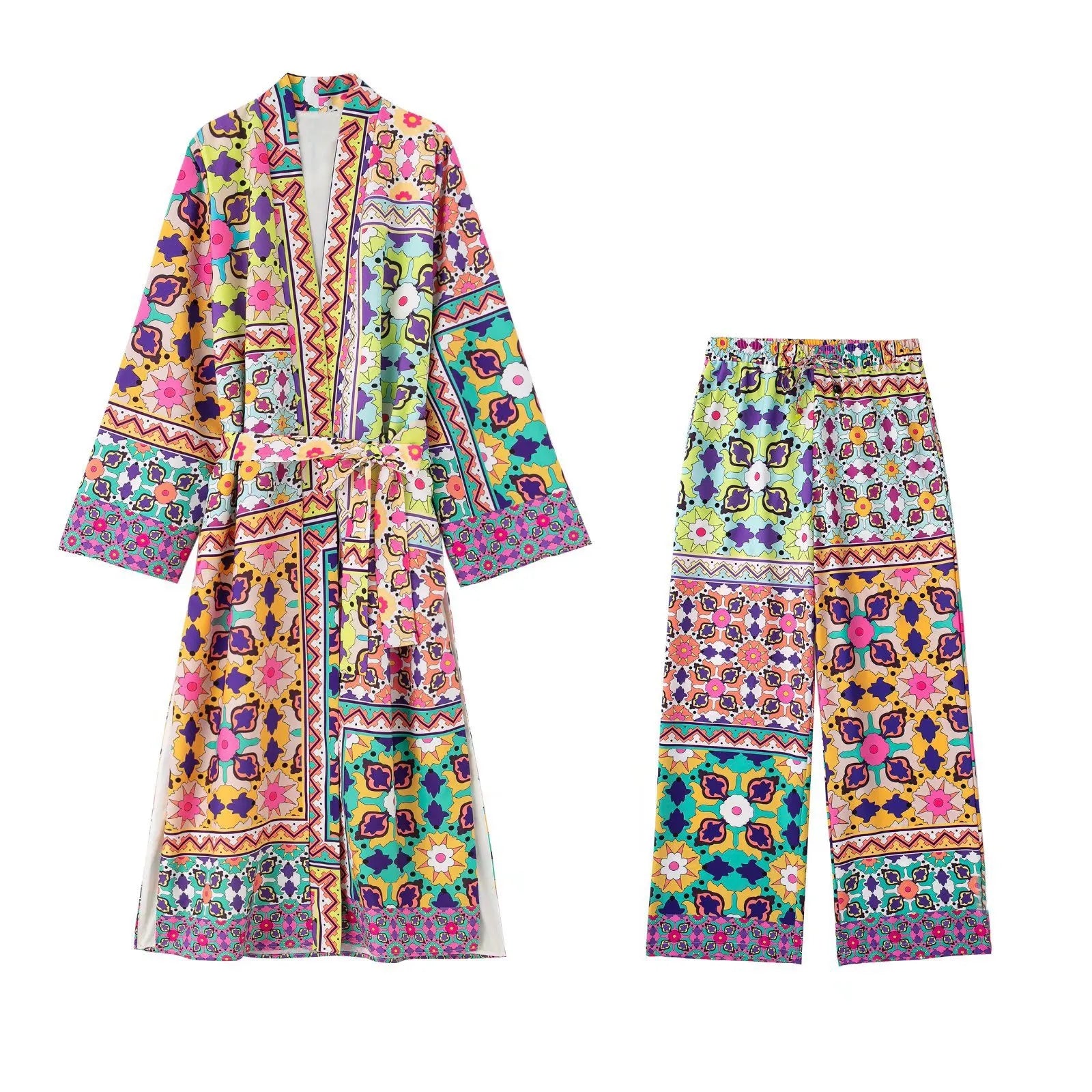 Variant image for Snygga Byxor Dam Chic Tryck Lätt Polyester-9
