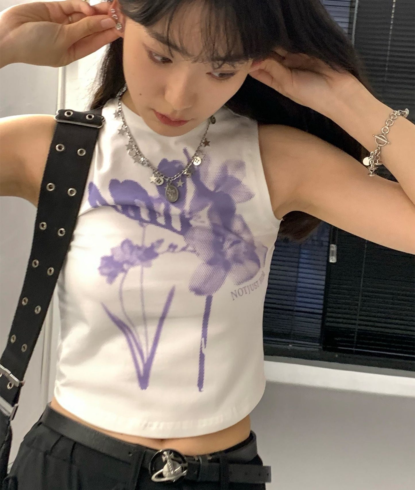 Dam Tank Top Ärmlös Bomull Med Tryck-6