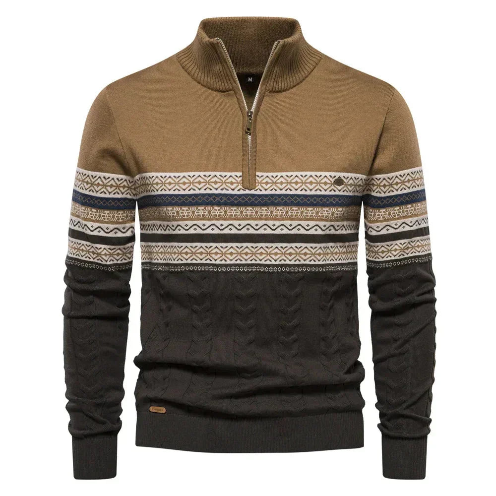 Stickad Dam Tröja Halv Dragkedja Jersey Fair Isle 8