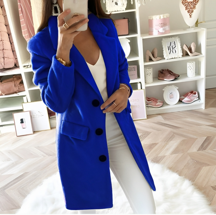 Kvinnors Lång Trench Coat Teddy Material Värmande Stil-5