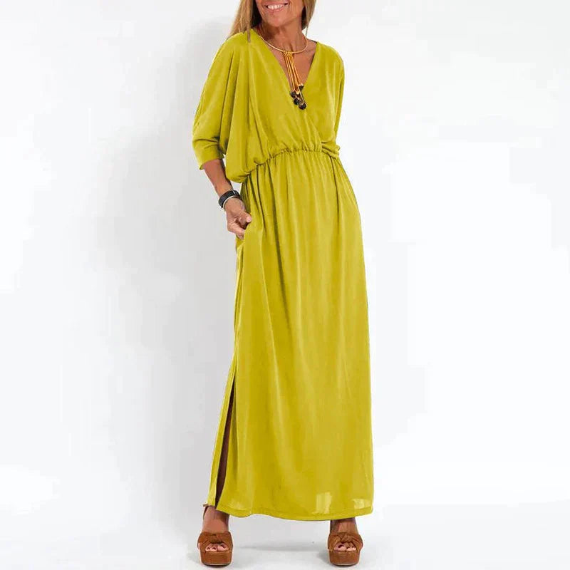 Dam Långklänning Vintage Hög Midja Sidoslits Polyester 15