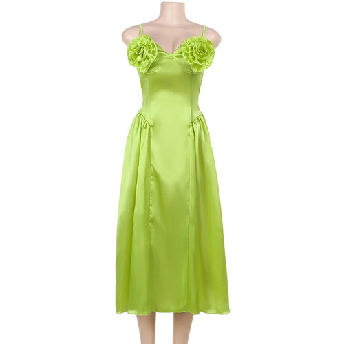 Kvinnors Midi Klänning Spaghetti Band Polyester-1