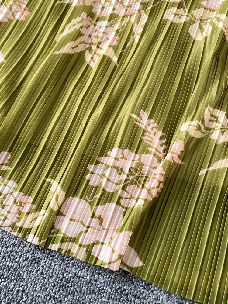 Damklänning Midi Plisserad Polyester O-halsringning-4