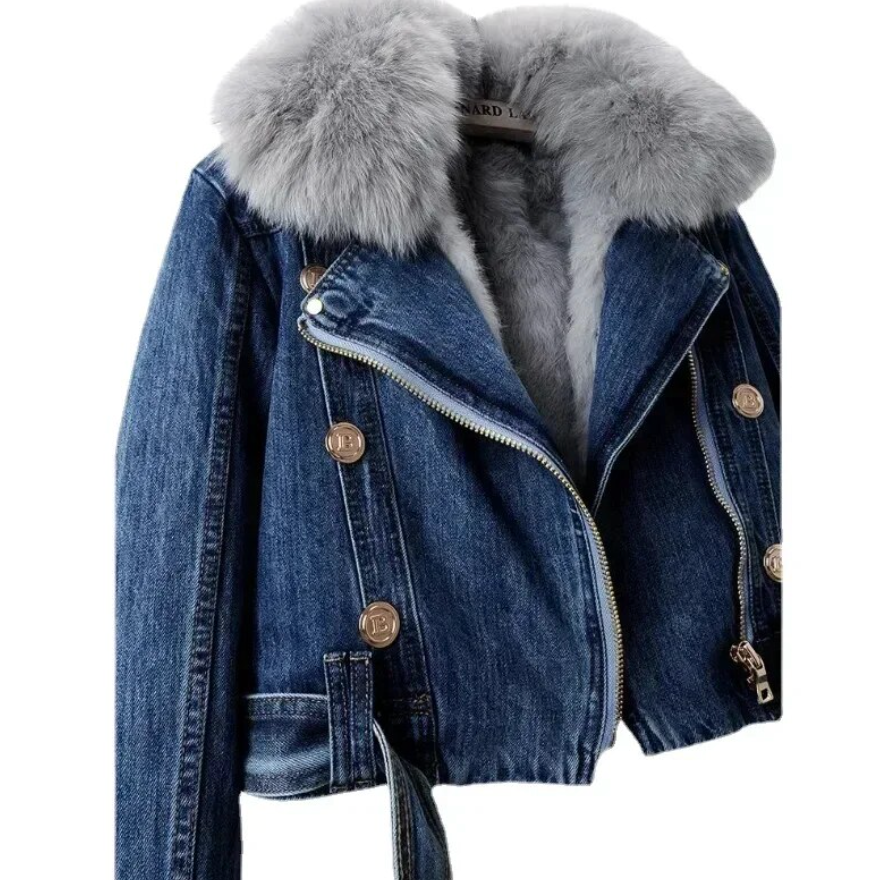 Dam Jeansjacka Oversize Fodrad Organisk Denim 4