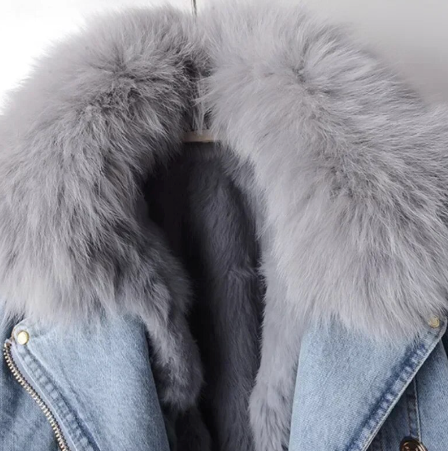 Dam Jeansjacka Oversize Fodrad Organisk Denim 3