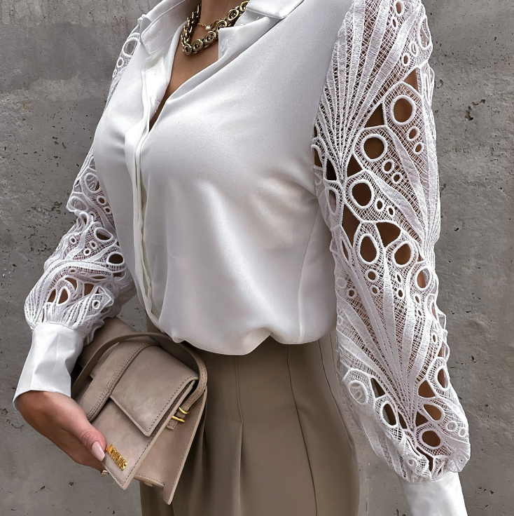 Kvinnor Blus Modern Lätt Material Andningsbar Elegant Silhuett-3