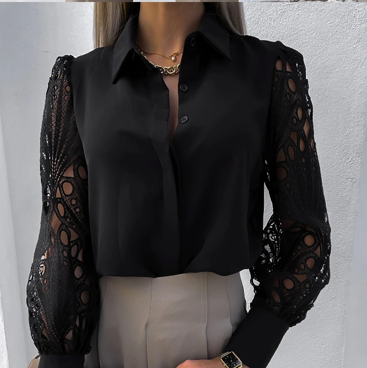 Kvinnor Blus Modern Lätt Material Andningsbar Elegant Silhuett-6