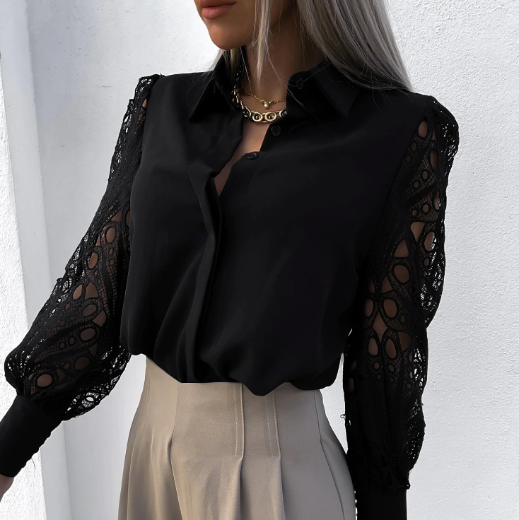 Kvinnor Blus Modern Lätt Material Andningsbar Elegant Silhuett-5