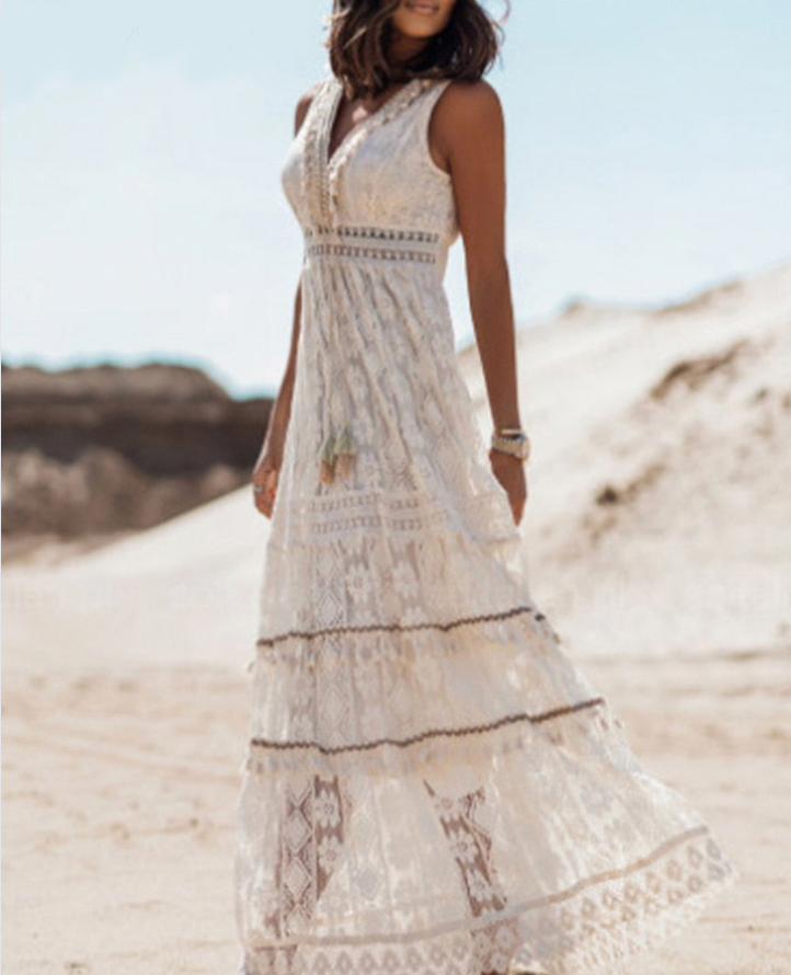 Damklänning Boho Unik Design Luftigt Tyg-3