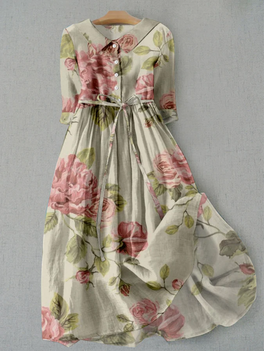 Kvinnors Midi Klänning Vintage Blommig Polyester-1