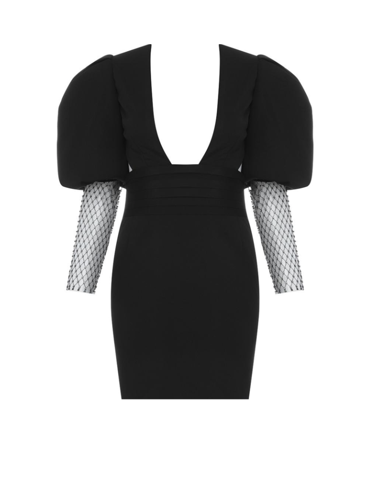 Kvinna Miniklänning Djup Halsringning Glittrig Polyesterblandning 8