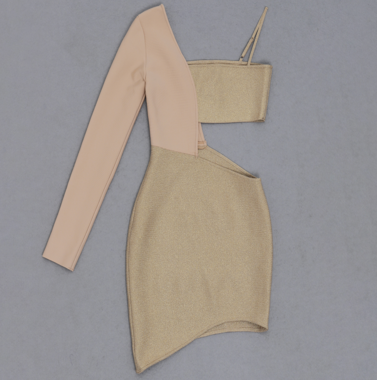 Kvinna Lång Klänning Bandage Enärmad med Mini-Cutouts-3