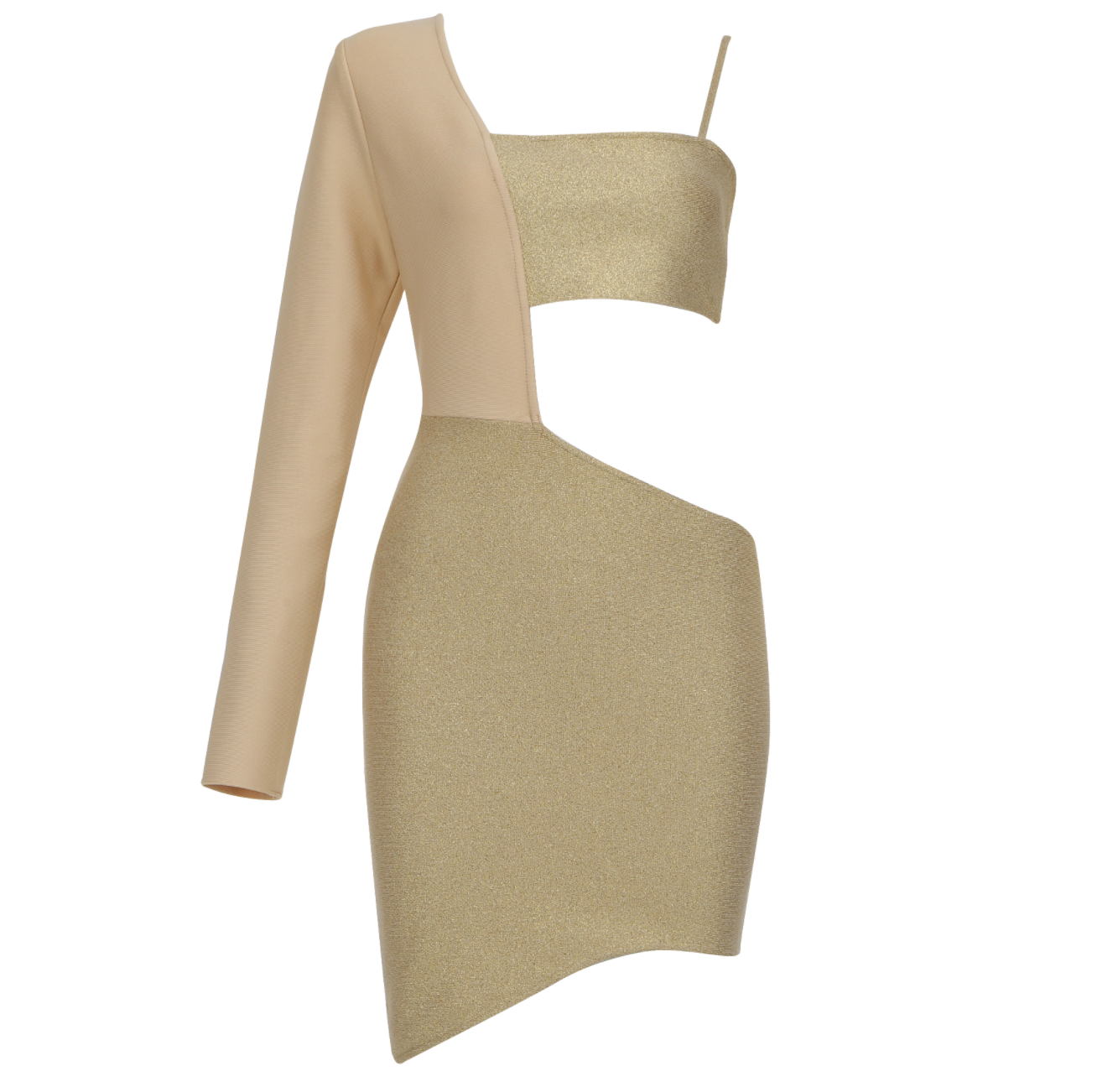 Kvinna Lång Klänning Bandage Enärmad med Mini-Cutouts-2