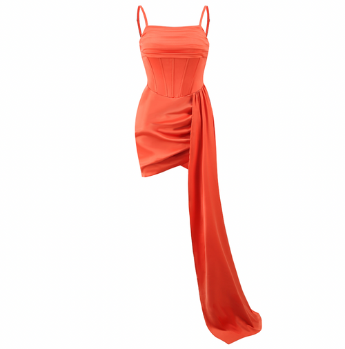 Kvinnors Glittrig Miniklänning i Satin med Sidoklipp-1