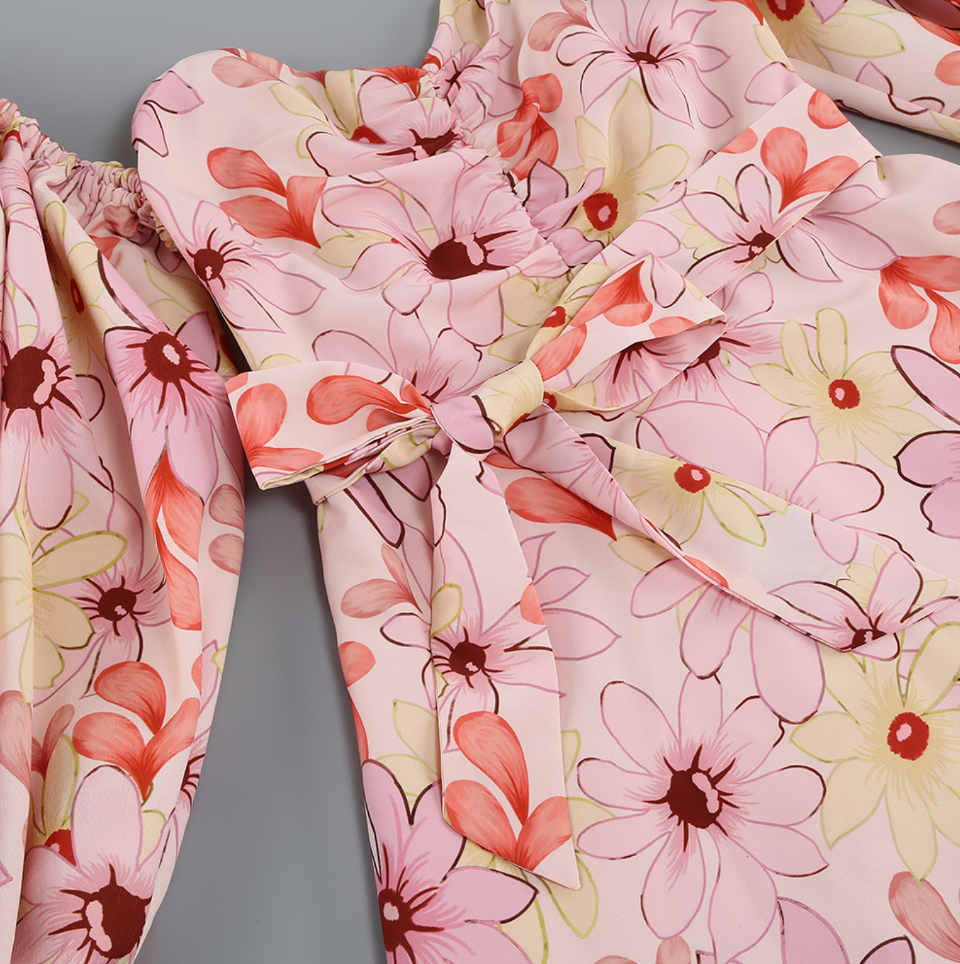 Dam Klänning Blommönster Långa Ärmar Polyester Elegans-3