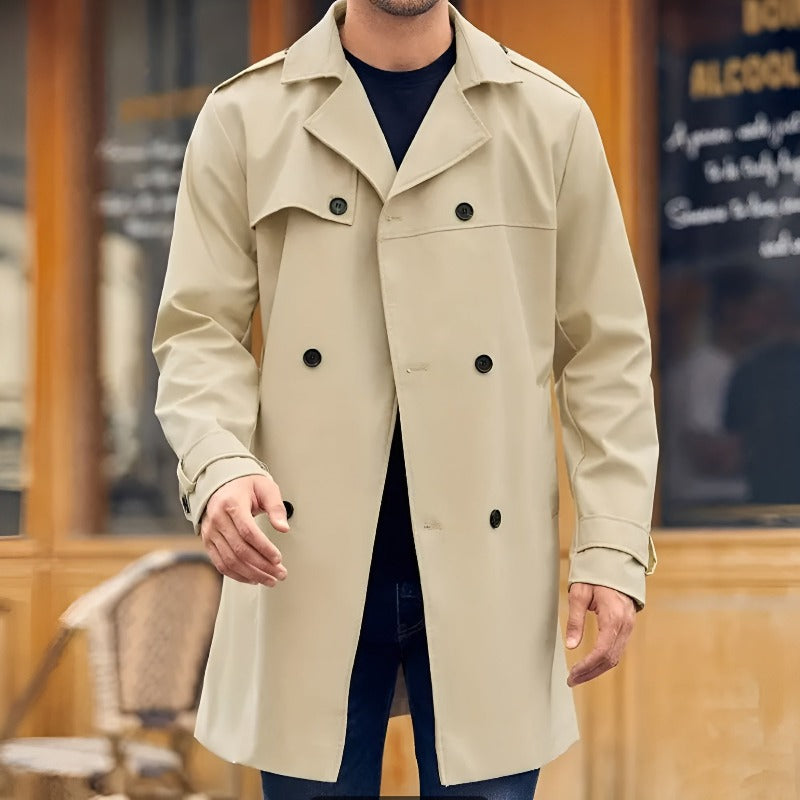 Herrkappa Trench Coat Klassisk Polyester-Ullblandning-1