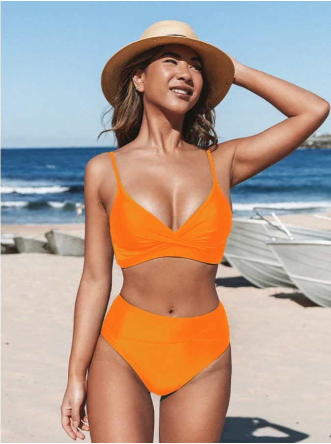 Variant image for Dam Högmidjad Bikiniuppsättning Bekväm Stretchig Tyg-31
