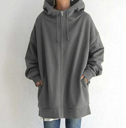Kvinnors Hoodie med Dragkedja i Mjuk Bomull – Elegant Design för Vardagsbruk och Festliga Tillfällen 1
