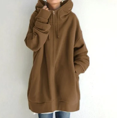 Kvinnors Hoodie med Dragkedja i Mjuk Bomull – Elegant Design för Vardagsbruk och Festliga Tillfällen 11