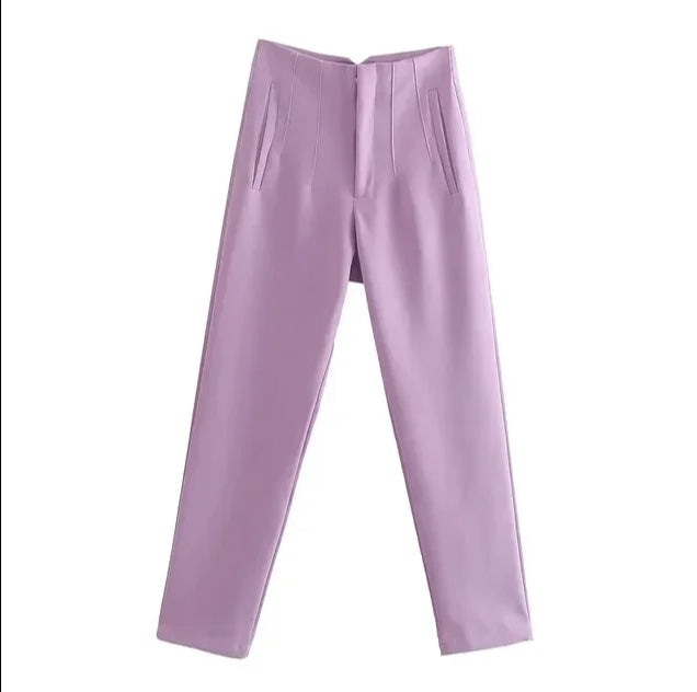 Variant image for Dam Hög Midja Byxor Avslappnad Stil Stretchmaterial-31