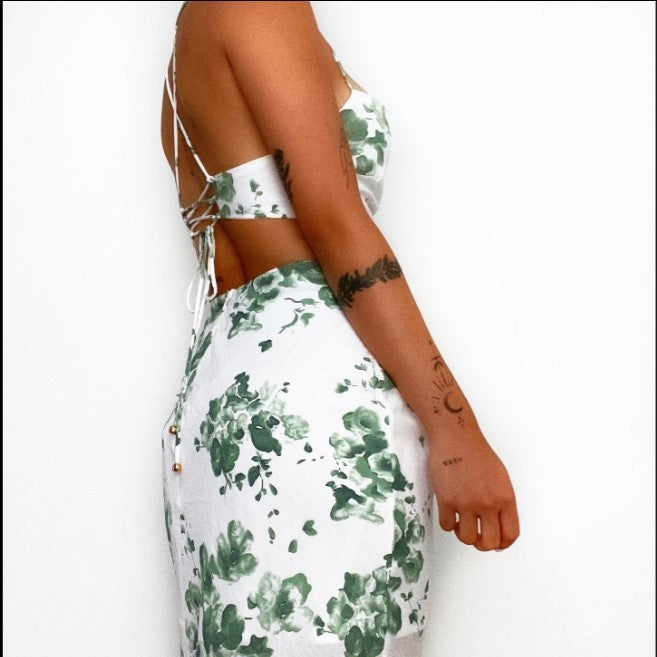 Kvinna Klänning Sling-tryck Polyester Mångsidig-3