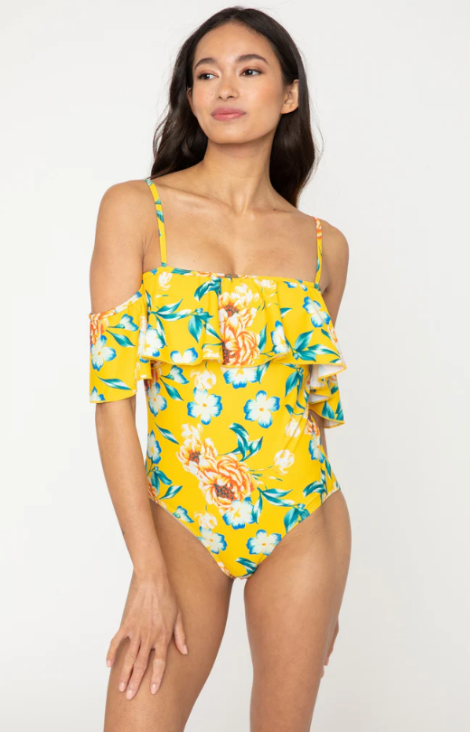 Variant image for Baddräkt Dam Off-Shoulder Blommigt Mönster Nylon Spandex-1