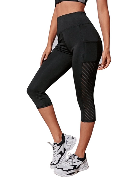 Dam Sportleggings Nätpaneler Stretchmaterial-1