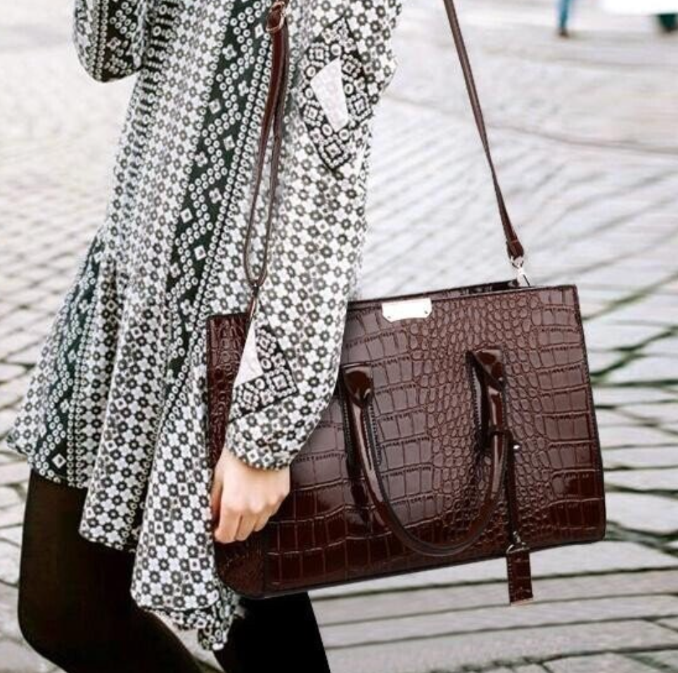 Dam Handväska Rymlig Elegant Läder Syntetiska Fibrer-4