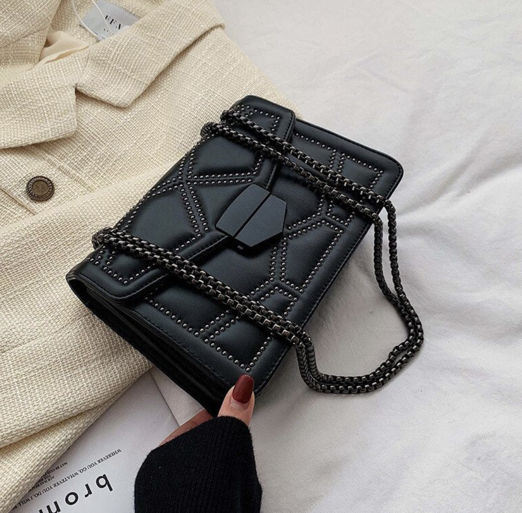 Dam Axelväska Kedja Liten PU-Läder-4