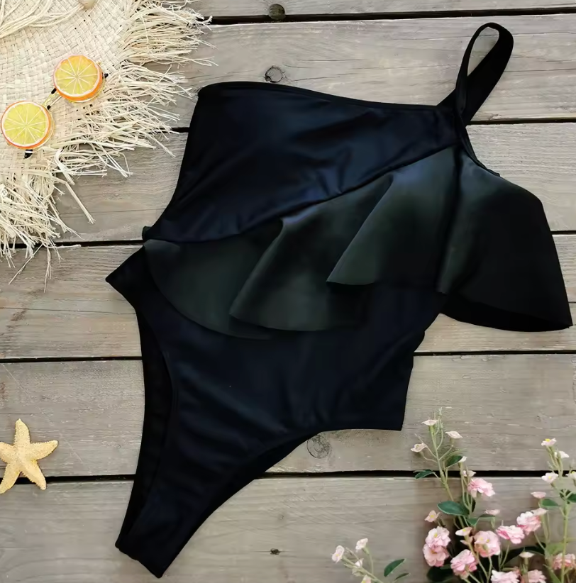 Dam Trosor Axelfri Design Hög Halsringning Asymmetrisk Mjuk Elastisk-3