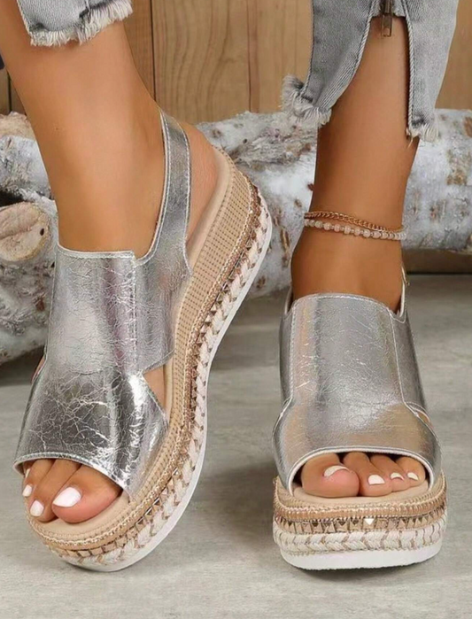 Dam Sandaler Kilsandaler Elegant Syntetiskt LĂ€der-1