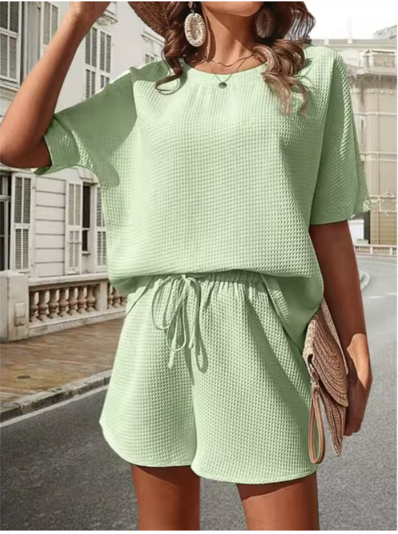 Dam Casual Shorts Set Bekväm Andningsbar Design-4