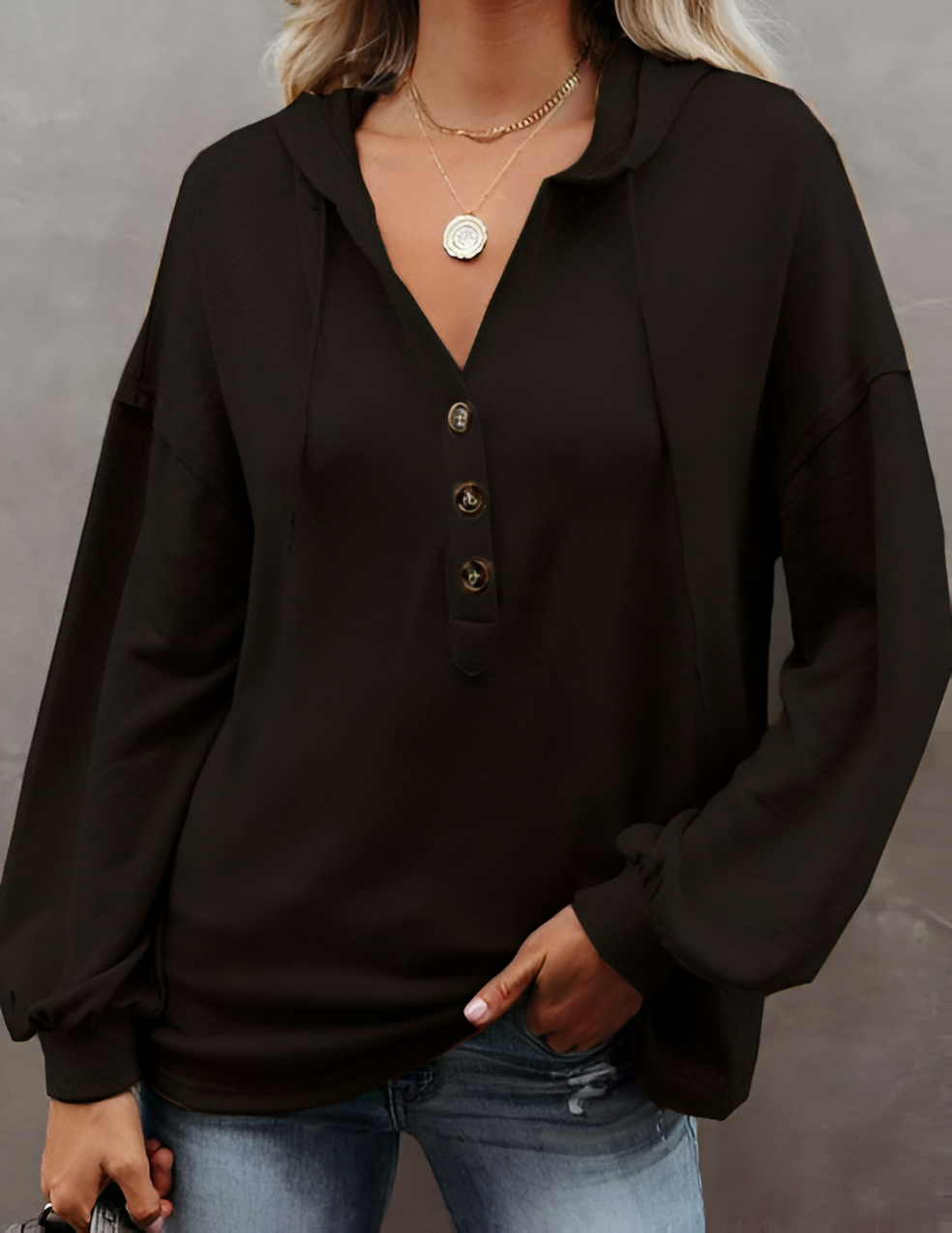 Dam Vinterhuvtröja Minimalistisk Ekologisk Bomull-6