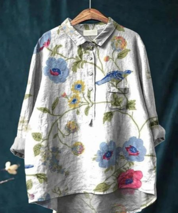 Variant image for Dam Blus Blommönster Figur-kramande Högkvalitativt Tyg-67